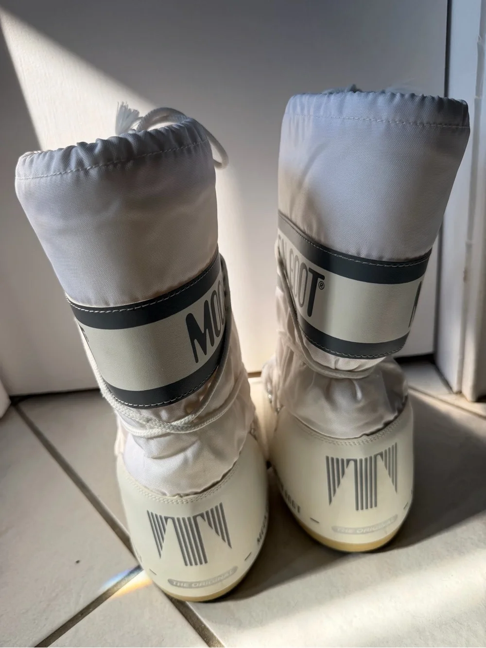 Moon Boots White and Light Gray Snow Boots